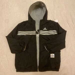 Adidas Black Jacket with White Stripes